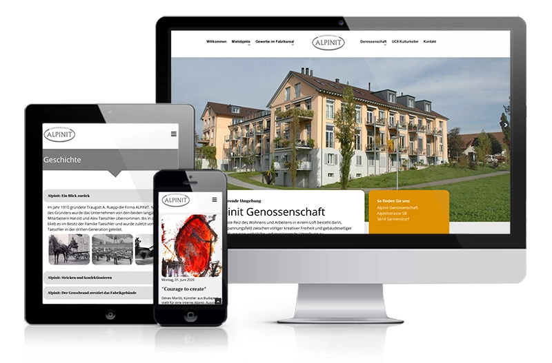 Webdesign Aargau Genossenschaft Alpinit Sarmenstorf Freiamt neue Homepage