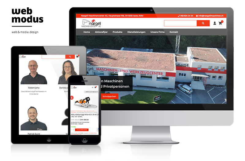 Webdesign Aargau Referenz Webshop Naegeli Maschinencenter Aarau Rohr