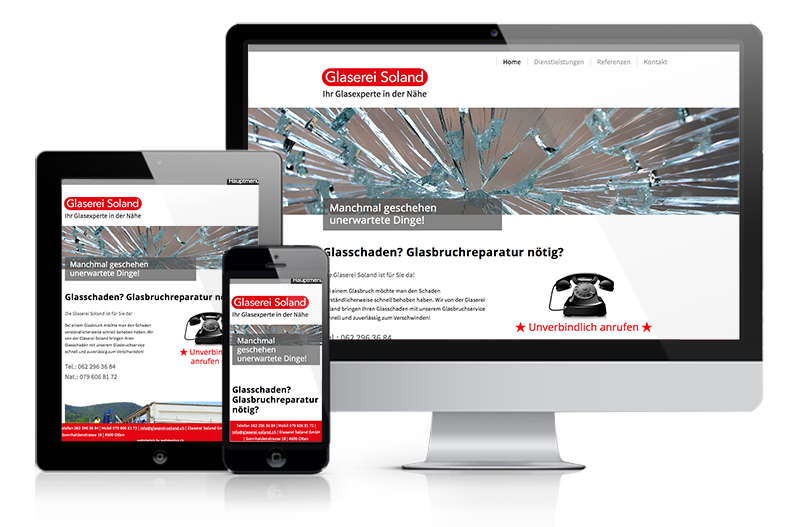 Webdesign Solothurn Referenz Glaserei Soland Olten